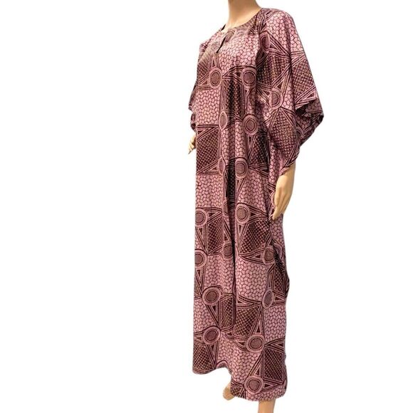 ETHNO WORLD Cape Town Geometric Print Pink Embellished Kaftan Boubou XXL PLUS - Picture 2 of 7